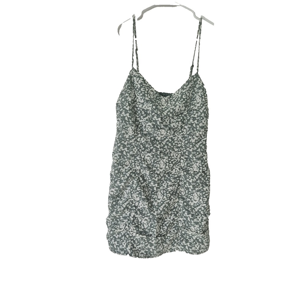 Abercrombie & Fitch Dress Womens SP Green White Abstract Ruched Bodycon Mini NEW